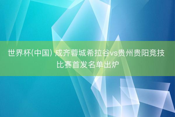 世界杯(中国) 成齐蓉城希拉谷vs贵州贵阳竞技 比赛首发名单出炉