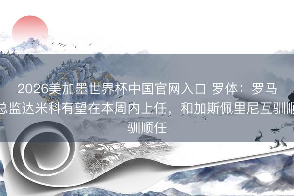2026美加墨世界杯中国官网入口 罗体：罗马新总监达米科有望在本周内上任，和加斯佩里尼互驯顺任