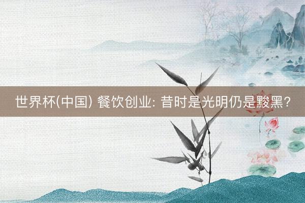 世界杯(中国) 餐饮创业: 昔时是光明仍是黢黑?