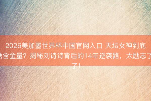 2026美加墨世界杯中国官网入口 天坛女神到底啥含金量？揭秘刘诗诗背后的14年逆袭路，太励志了！