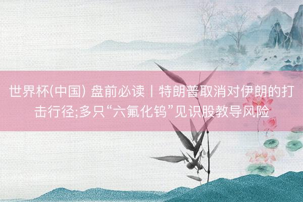 世界杯(中国) 盘前必读丨特朗普取消对伊朗的打击行径;多只“六氟化钨”见识股教导风险
