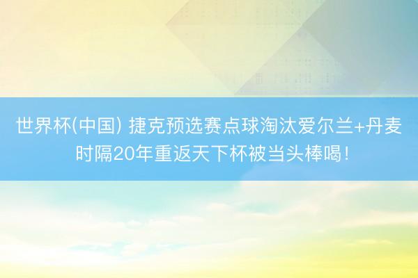 世界杯(中国) 捷克预选赛点球淘汰爱尔兰+丹麦 时隔20年重返天下杯被当头棒喝!