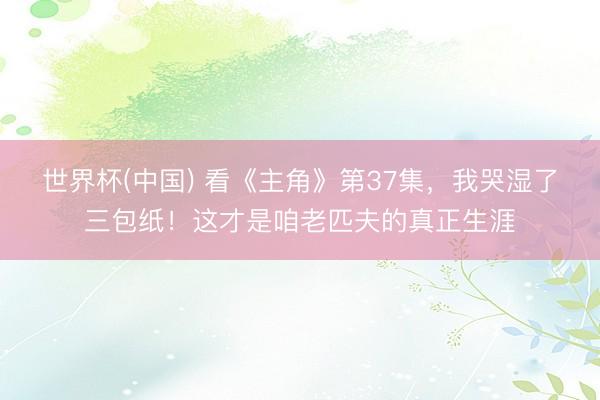 世界杯(中国) 看《主角》第37集，我哭湿了三包纸！这才是咱老匹夫的真正生涯