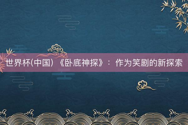 世界杯(中国) 《卧底神探》：作为笑剧的新探索