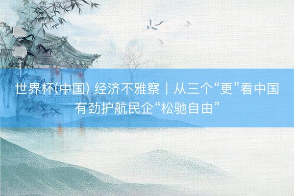 世界杯(中国) 经济不雅察｜从三个“更”看中国有劲护航民企“松驰自由”