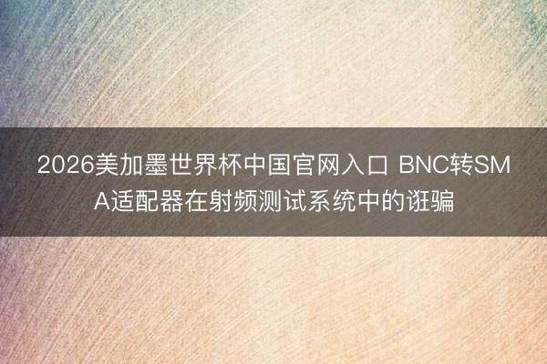 2026美加墨世界杯中国官网入口 BNC转SMA适配器在射频测试系统中的诳骗