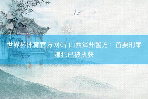 世界杯体育官方网站 山西泽州警方：首要刑案嫌犯已被执获