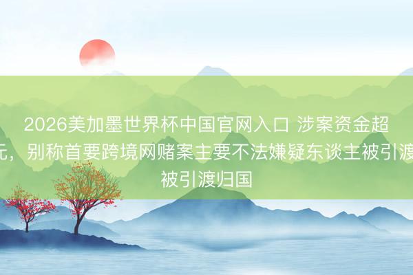 2026美加墨世界杯中国官网入口 涉案资金超5亿元，别称首要跨境网赌案主要不法嫌疑东谈主被引渡归国